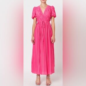 Endless Rose Maxi Dress Women's XS Pleated Barbiecore Ballet Lined Formal Flowy